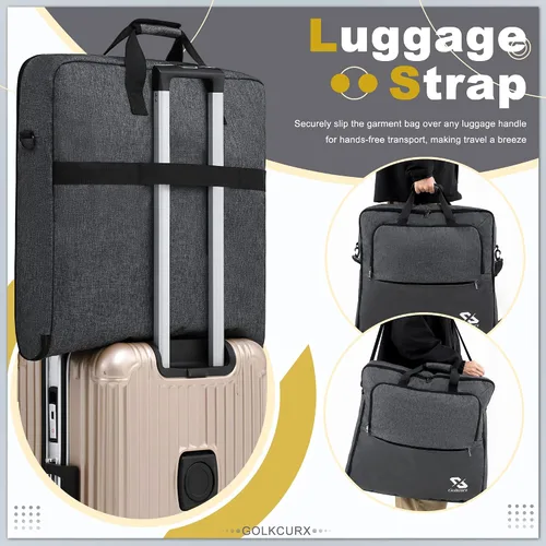 Vista 6 de Golkcurx Garment Bags for Travel, Large Suit bags for Men Women Travel with Shoulder Strap, Foldable Carry On Garment Bag Gifts for Business Trip