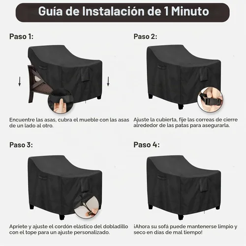 Vista 7 de PureFit Fundas para sillas de exterior, impermeables, para muebles de patio Negro