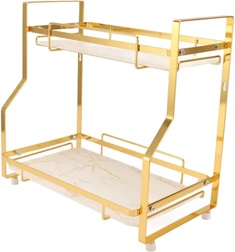Vista 9 de Cryfokt Estante organizador de baño, estante de cocina de hierro, fácil montaje, estante de almacenamiento multiusos, gran capacidad para sala