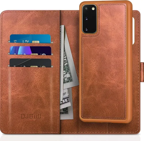 Vista 9 de DJBull Funda tipo cartera desmontable 2 en 1 para Samsung Galaxy S20 de 6.2 pulgadas con tarjetero de crédito con bloqueo RFID, funda protectora