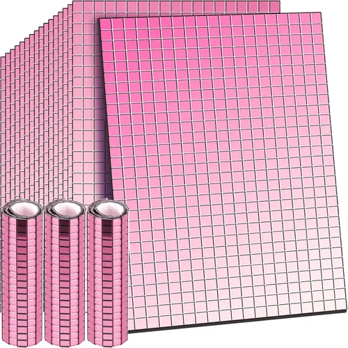 Vista 32 de 7200 azulejos autoadhesivos de espejo de discoteca, 0.197 x 0.197 in, azulejos de mosaico para manualidades, proyectos de bola de discoteca, Morado