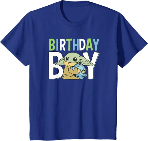 Vista 8 de Star Wars: The Mandalorian Grogu Birthday Boy Hug Blue Green T-Shirt Negro