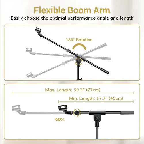 Vista 4 de TONOR Soporte para micrófono con soporte para tableta, brazo de trípode para piso, altura y ángulo ajustables, soporte resistente con bolsa