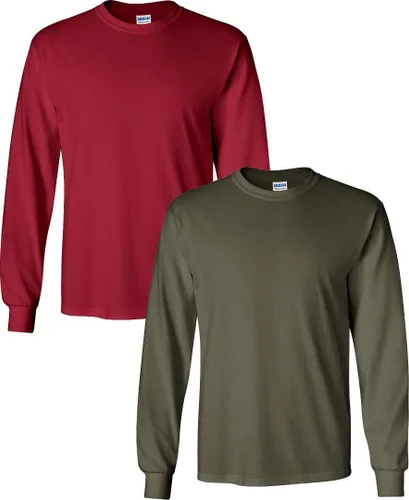Vista 107 de Gildan Camiseta de manga larga de algodón ultra para adulto, estilo G2400, paquete múltiple Militar + ceniza.