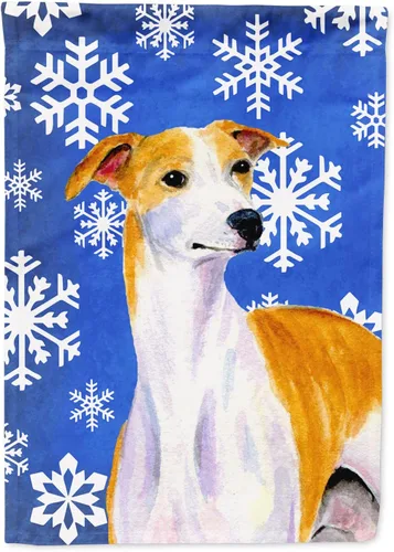 Vista 108 de Caroline's Treasures SC9374GF Bulldog English Snow flakes Holiday Garden Flag Buzón Bandera decorativa para patio exterior, patio, obras de arte