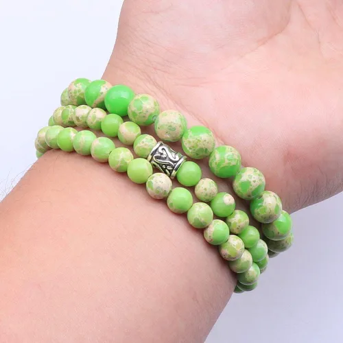 Vista 6 de UEUC 7 - Brazalete curativo de 7 chakras de hematita para mujer, juego de brazalete difusor con dije de flor de loto para yoga o reiki, brazalete
