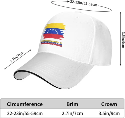 Vista 6 de Gorra de béisbol vintage con bandera venezolana de Venezuela para hombre y mujer