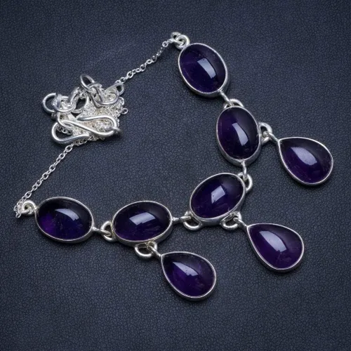 Vista 2 de stargems (TM) Amatista Natural hecho a mano único 925de plata de ley Gemstone Collar de 19