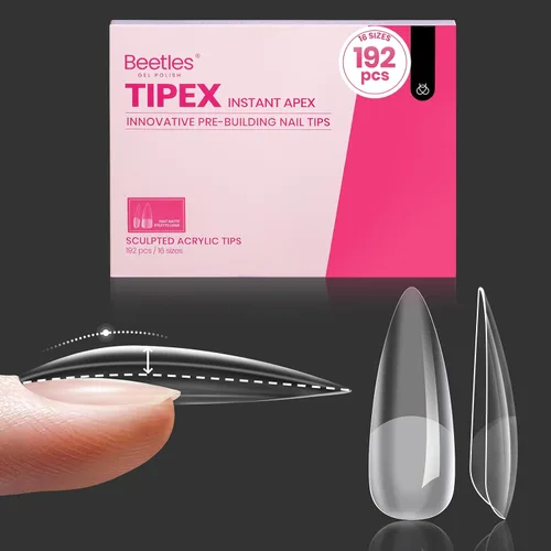 Vista 22 de Beetles Tipex Instant Apex - Puntas de uñas cuadradas largas, 192 piezas, 16 tamaños (00-14)