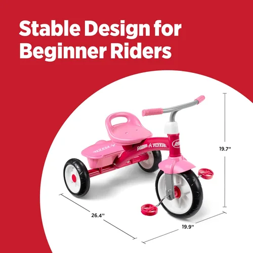 Vista 2 de Radio Flyer Triciclo Red Rider para edades de 2.5 a 5 años, bicicleta de tres ruedas para niños pequeños, triciclo para niños, juguete de montar al