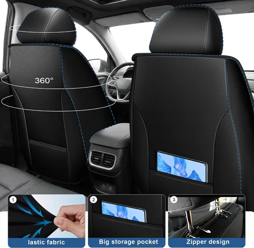 Vista 2 de 2 fundas de asiento delantero de automóvil, ajuste personalizado para Ford Ranger 2019-2025 2026 (no compatible con Raptor), impermeable, de piel