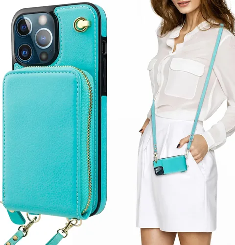 Vista 10 de KIHUWEY Funda tipo cartera tipo bandolera para iPhone 13 Pro Max