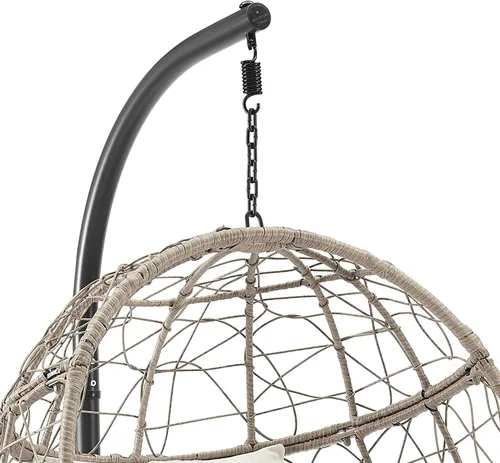 Vista 4 de Ulax Furniture - Silla colgante de mimbre para exteriores, con soporte, para patio, hamaca de ratán, con cojín suave y esponjoso