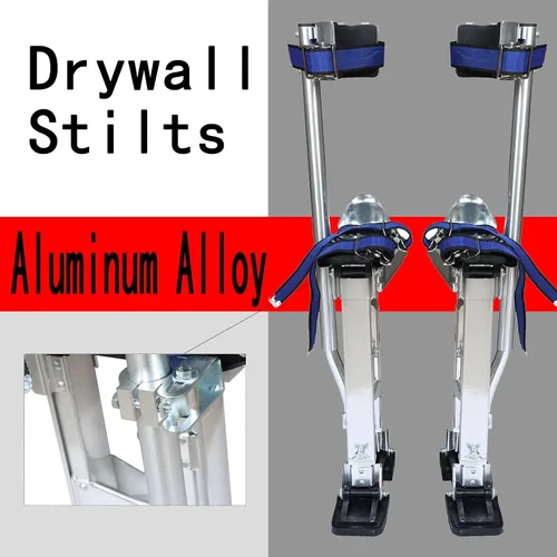 Vista 6 de findmall 24-40 Pulgadas De Drywall Stilts Grade Ajustable Auminum Tool Stilt Para Pintura o Limpieza - Plata