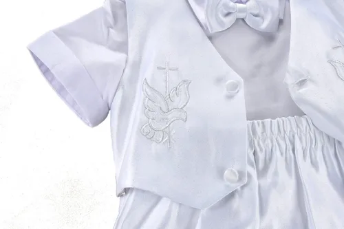 Vista 4 de Conjunto de chaleco corto blanco para bautizo para bebé niño (0M-36M)