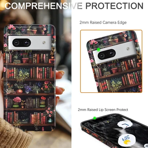 Vista 4 de Funda compatible con Google Pixel 7a, 2 en 1, delgada, resistente, híbrida, policarbonato duro, silicona suave, parachoques resistente