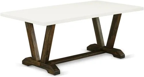 Vista 37 de East West Furniture VT026 Mesa de comedor estilo V – una mesa de cocina rectangular con patas elegantes, 36 x 60 pulgadas, multicolor