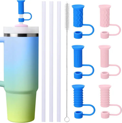 Vista 8 de Mity rain Stanley - Cubrepopotes de silicona para Stanley, fundas de popote y popotes de acero inoxidable para vasos Stanley Cup de 30/40 onzas