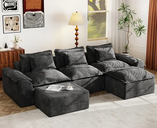 Vista 13 de Hobestluk Cloud - Sofá individual de espuma viscoelástica con asiento profundo, sofá en forma de L con funda extraíble, sofá grande para sala