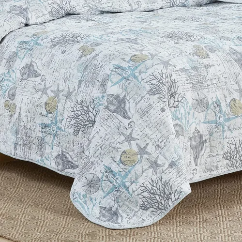 Vista 3 de Tommy Bahama - Juego de edredón individual, ropa de cama reversible de algodón con funda a juego, decoración ligera del hogar para todas