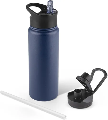 Vista 48 de Botella de agua aislada de 64 onzas con tapas de pajita y boquilla, jarra de agua de acero inoxidable de medio galón con mango de paracord, vacío