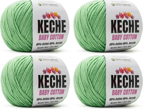 Vista 77 de Keche Hilo de Algodón, 60% Algodón 40% Hilo Acrílico, Hilo de Algodón Suave para Crochet y Tejer, Hilo Amigurumi 1 Madeja/Bola 1.76 Oz (50g) / 180