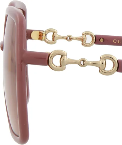 Vista 4 de Gucci Gafas de sol cuadradas para mujer, marco de inyección rosa, lentes sólidas naranjas, 2.126 in de ancho de lente, gafas de diseñador fabricadas