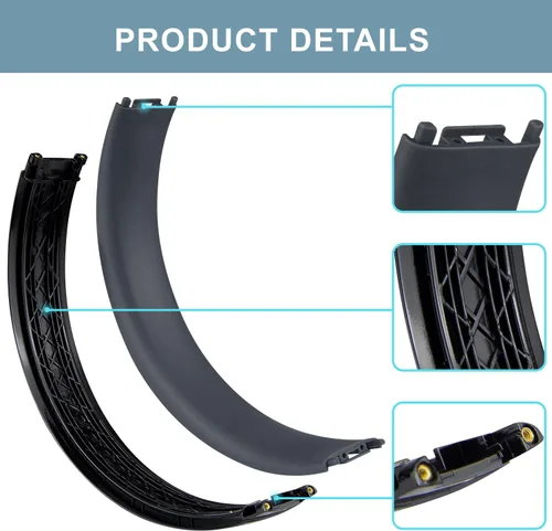 Vista 3 de SOPROM Funda de reemplazo de diadema de goma para auriculares Beats Studio 2 y Studio 3 con cable y inalámbricos, accesorios de reparación