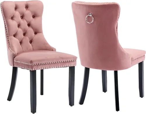 Vista 67 de Juego de 2 sillas de comedor de terciopelo beige, modernas sillas de cocina tapizadas