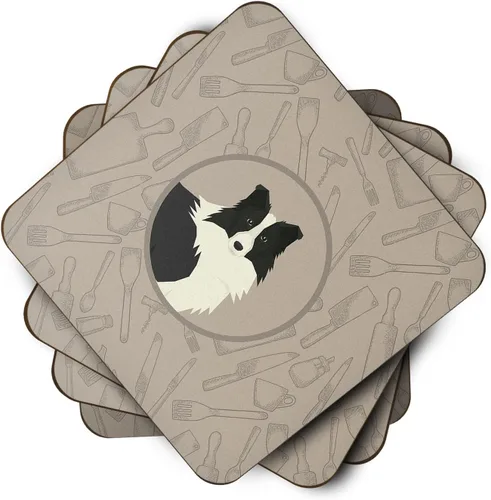 Vista 2 de Border Collie In the Kitchen - Juego de 4 posavasos de espuma