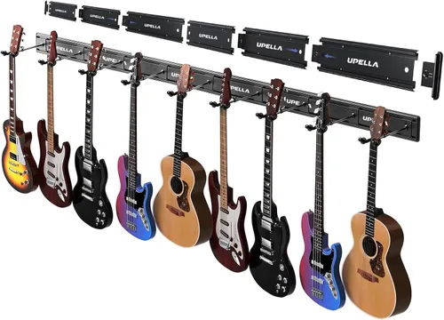 Vista 10 de Perchas de montaje en pared para guitarras múltiples guitarras, ganchos ajustables de 180° de aluminio de alta calidad, soporte de metal para violín