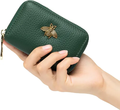 Vista 9 de imeetu (Paquete de 2 juegos) Cartera pequeña para mujer y tarjetero de crédito, Verde
