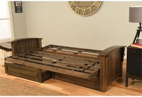 Vista 4 de Kodiak Furniture Washington - Marco de futón tamaño Queen con cajones de almacenamiento, marco de futón de madera con colchón incluido en color azul