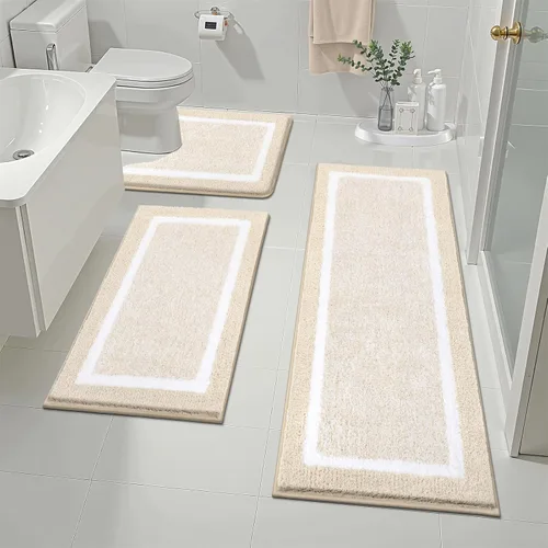 Vista 33 de Pauwer Juego de baño, alfombras de baño antideslizantes, alfombras de ducha absorbentes para suelo de baño, bañera y ducha, color azul aguamarina