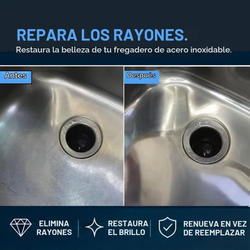 Vista 2 de Kit removedor de arañazos para pulir y reparar fregaderos de acero inoxidable, con compuestos de pulido de diamante, para reducir la apariencia