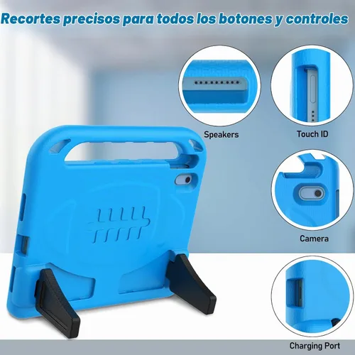 Vista 4 de LTROP Funda para niños para el nuevo iPad (A16) de 11ª generación (11 pulgadas, 2025)/10ª generación (10.9 pulgadas, 2022) con protector de A-azul