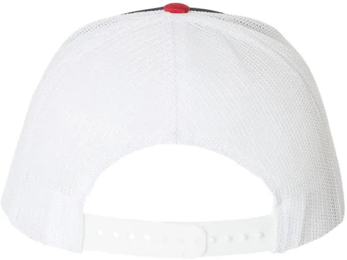 Vista 3 de Gorra de camionero bordada de 6 paneles Trump 2024 America First para adultos