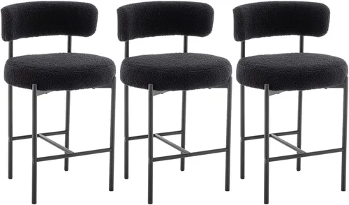 Vista 18 de Canxkun Taburetes de Bar Boucle Juego de 2, 24" Taburetes de Mostrador Modernos con Respaldos, Taburetes de Bar Tapizados para Isla de Cocina, Bar