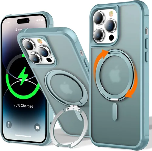 Vista 66 de UMIONE - Funda con diseño de anillo magnético giratorio de 360° para iPhone 11, soporte de bucle invisible integrado, compatible con Magsafe, funda