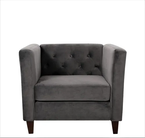 Vista 17 de Container Furniture Direct Muebles clásicos con capitoné y modernos para sala de estar, sofá universitario con relleno, cómodo sofá biplaza de Gris