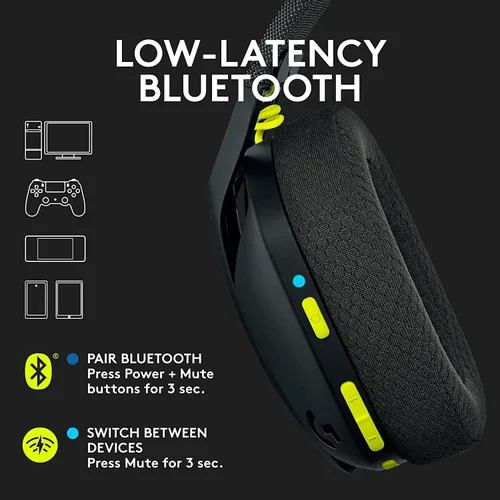 Vista 2 de Logitech G435 Lightspeed y Bluetooth Auriculares inalámbricos para juegos ligeros color negro renovado