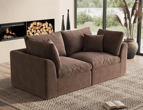 Vista 52 de ohllob Sofás seccionales Cloud de 110 pulgadas para sala de estar, sofá deshuesado en forma de L con otomana, sofá modular de 3 plazas, color negro