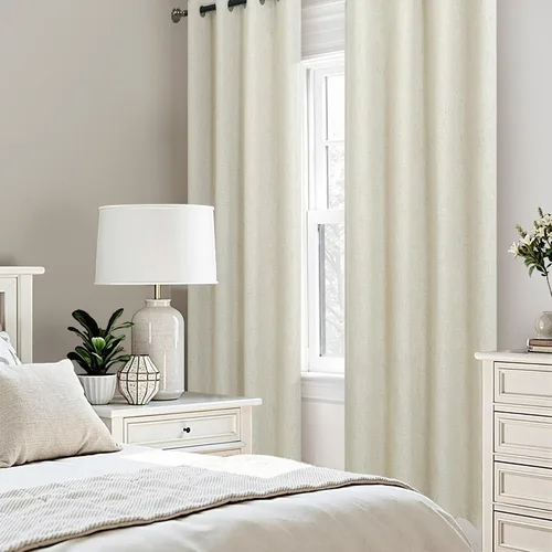 Vista 4 de Pitalk Cortinas texturizadas de lino para oscurecer la habitación para dormitorio, 63 pulgadas de largo, 2 paneles con ojales burg, cortinas opacas