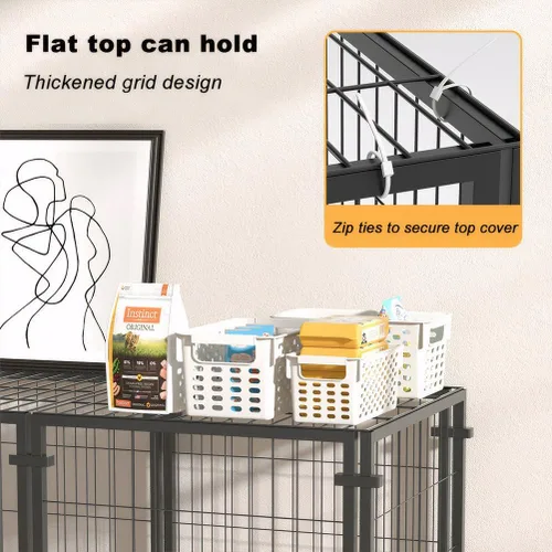 Vista 5 de Jaula para perros indestructible de alta resistencia de 47.2 pulgadas, jaula para perros de interior con puerta y parte superior abierta de metal