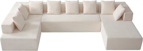 Vista 41 de Sofá modular modular en forma de U de 103 pulgadas con 2 otomanas Negro
