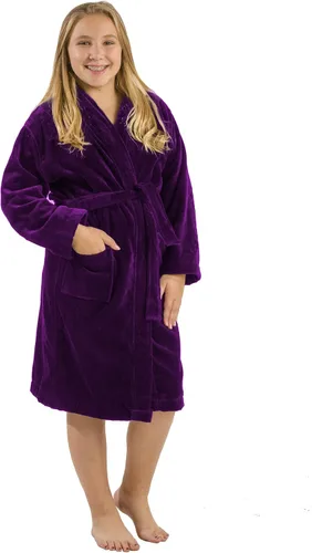 Vista 5 de Bata de baño de felpa, batas de algodón con capucha para niños grandes, niñas y adolescentes