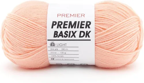 Vista 17 de Premier Yarns Basix DK - Hilo de peso, hecho de acrílico, hilo ideal para ganchillo y tejido, lavable a máquina, rubor, 3.5 onzas, 306 yardas
