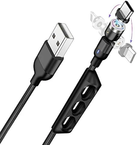 Vista 3 de Cable para Oculus Quest 2 (cable de BoxWave) Cable MagnetoSnap AllCharge Cable de carga magnética USB tipo C micro USB para Oculus Quest 2 Negro