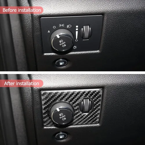 Vista 4 de SUNJIKA Compatible con interruptor de faros interiores de fibra de carbono para Jeep Grand Cherokee Accesorios 2014 2015 2016 2017 2018 2019 2020 1
