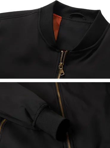 Vista 4 de HOOD CREW Chaqueta bomber para hombre, ligera, casual, elegante, para primavera, otoño, cortavientos, con cremallera, con bolsillos